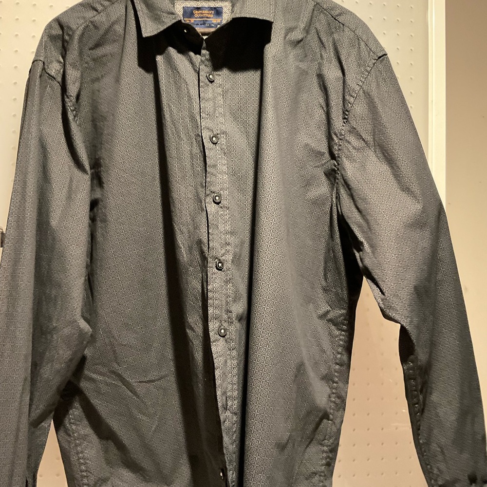 Gentleman’s Outfitter~ Men's Black/Gray Button-Up Shirt